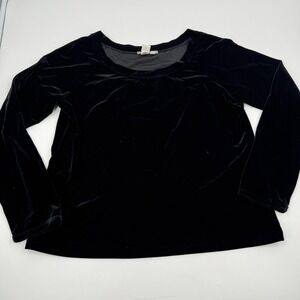 Isabella Bird Black Velvet Long‎ Sleeve Top Blouse XL Y2K